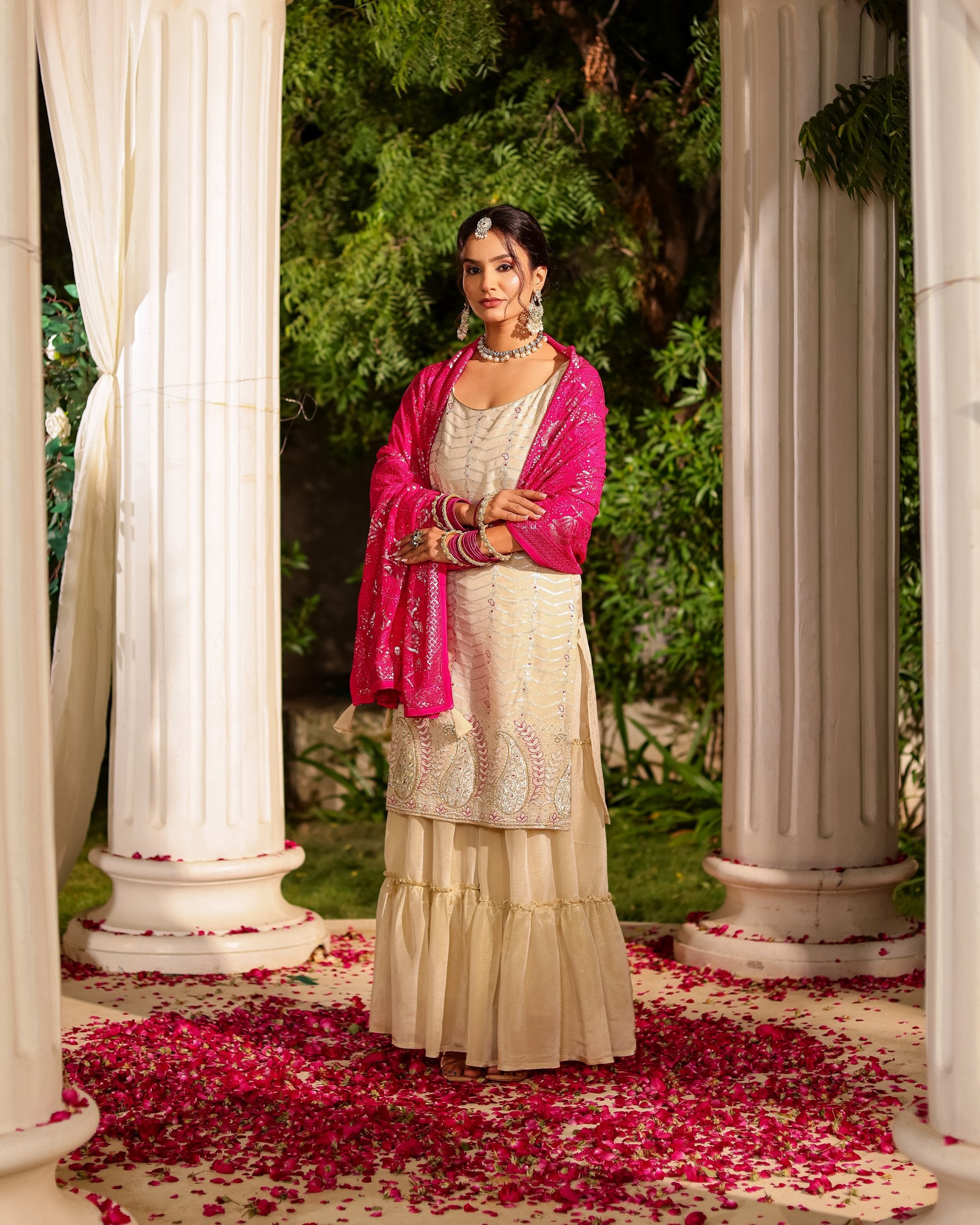 Amrit – Ecru Tiered Sharara Co-ord Set