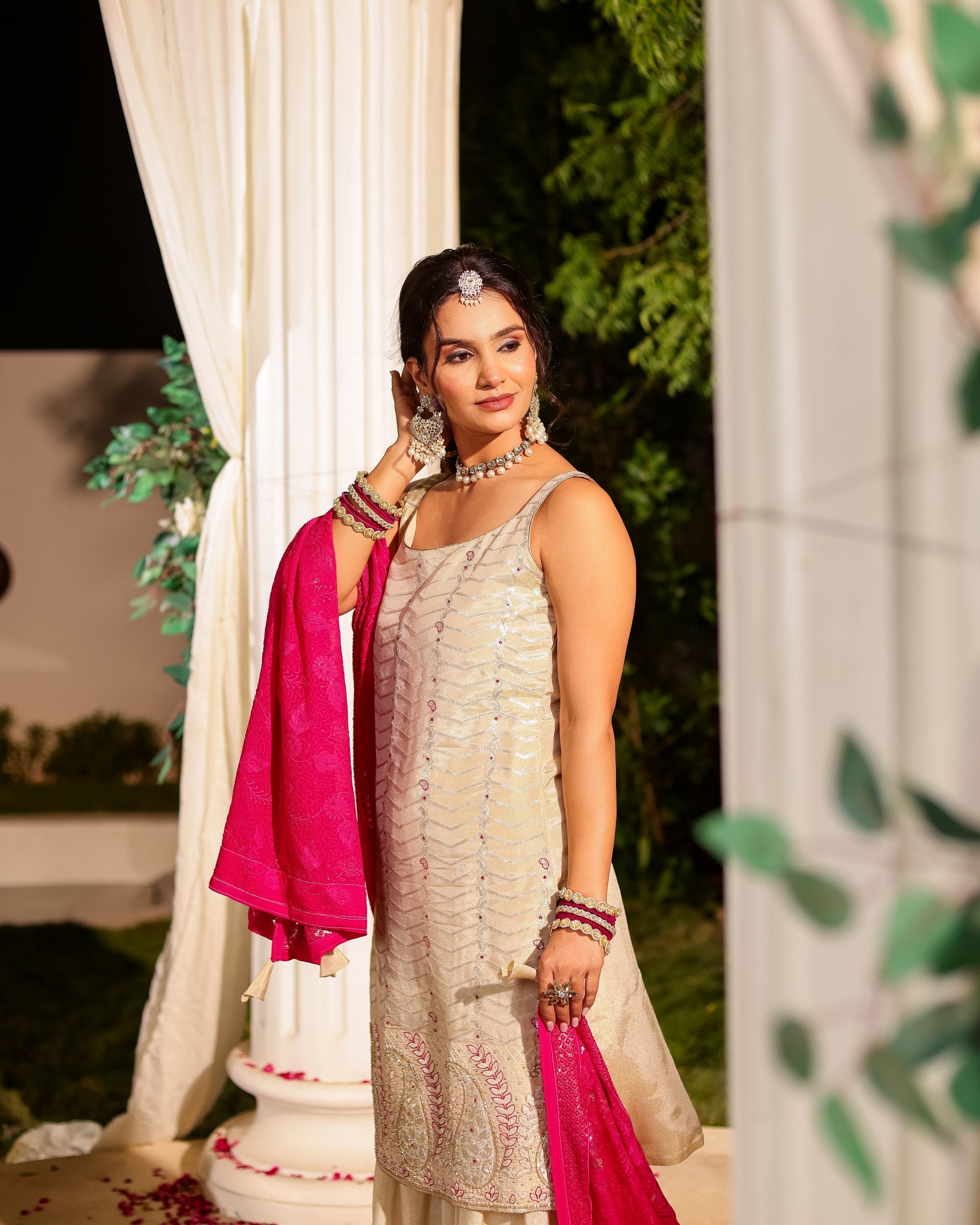 Amrit – Ecru Tiered Sharara Co-ord Set