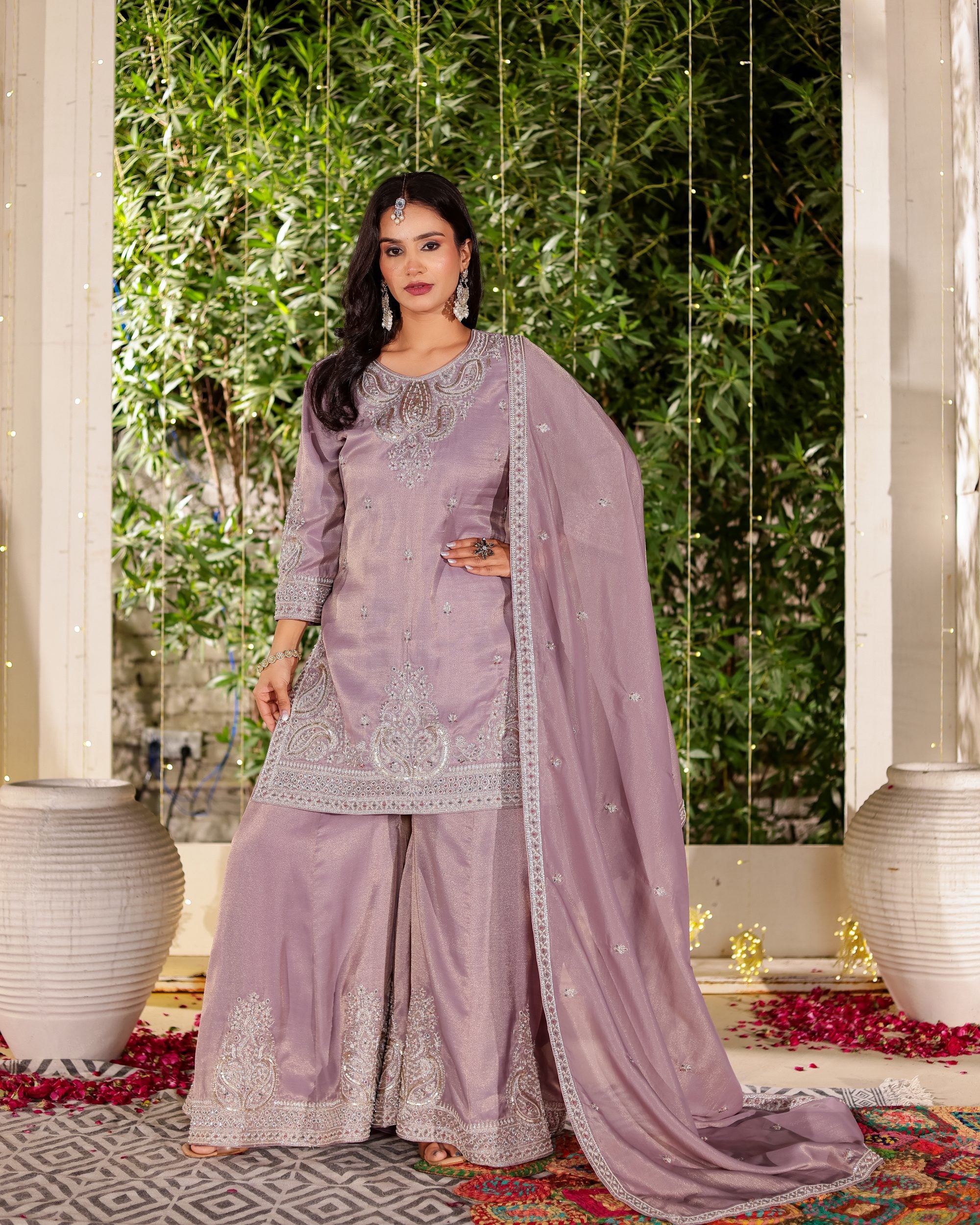 Lavender Colour Sharara Set