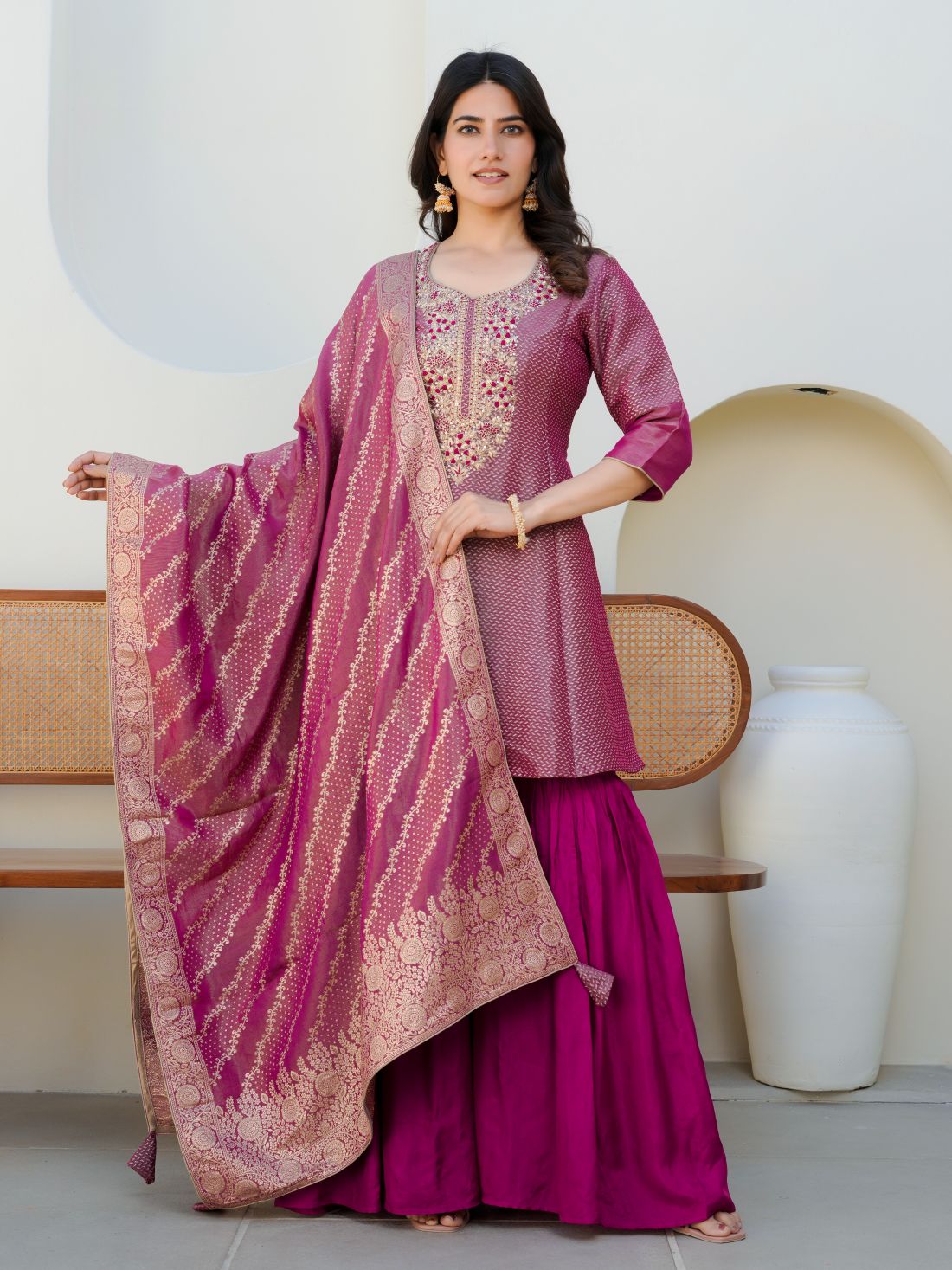 Mehak - Magenta Peplum Sharara Set