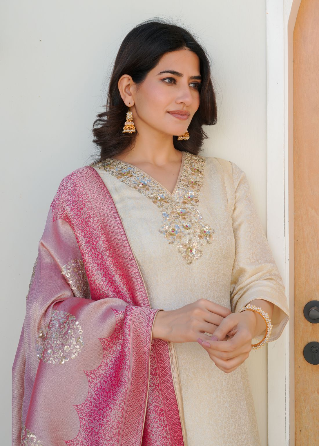 Kiran – Pearl Hand-Embroidered Suit Set