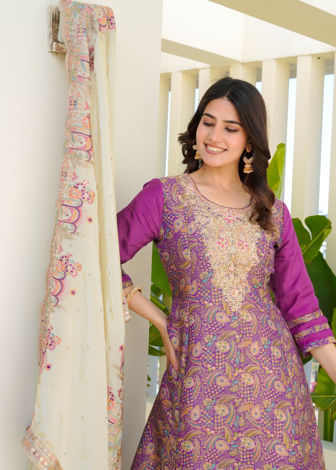 Mohini – Amethyst Hand-Embroidered Anarkali Suit Set