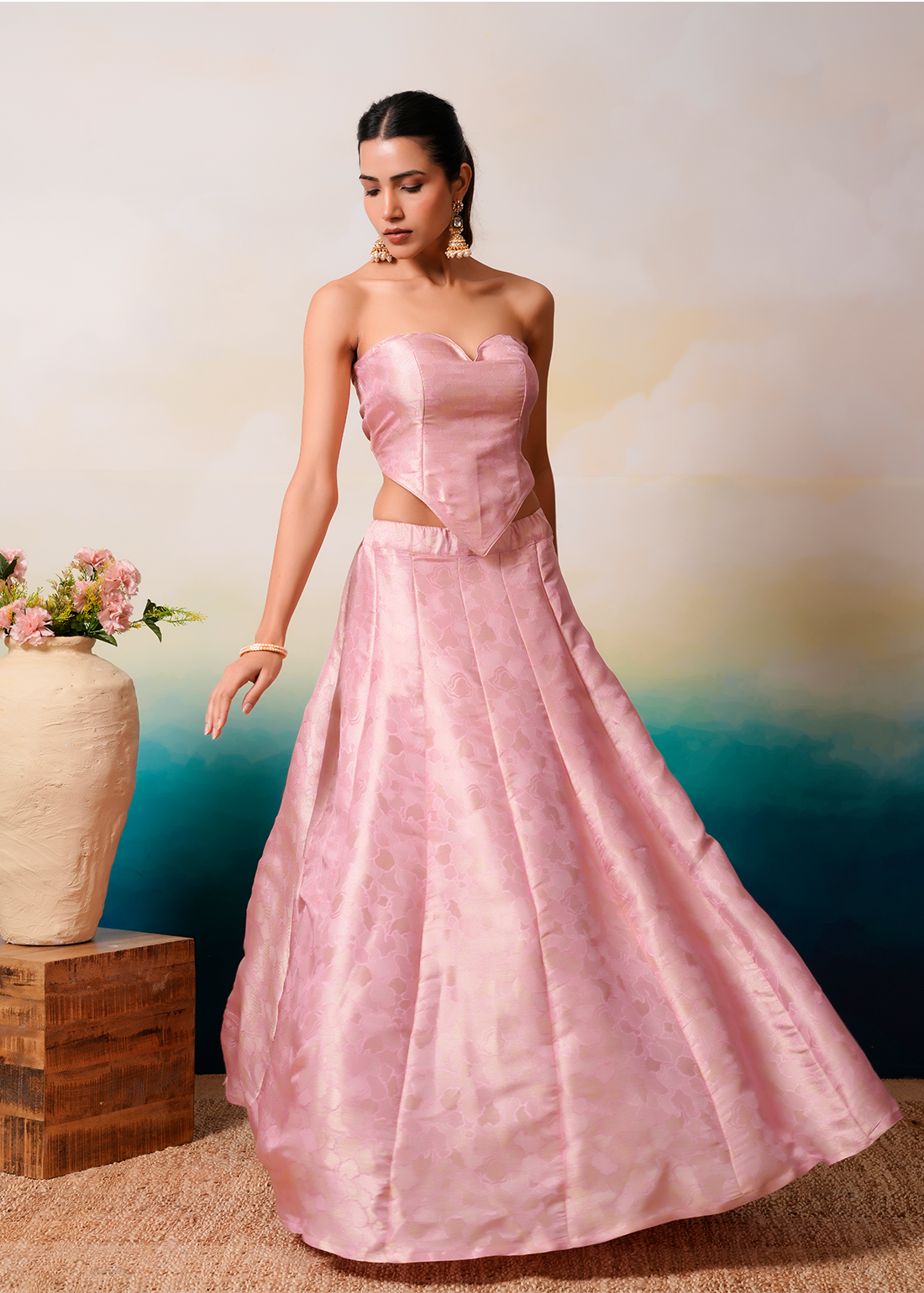 Mehr – Rose Pink Lehenga Co-ord Set
