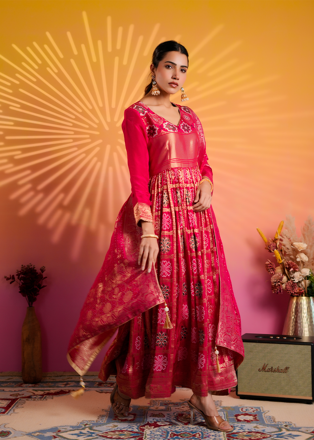 Lehar – Rani Pink Traditional Ghatchola Anarkali Set