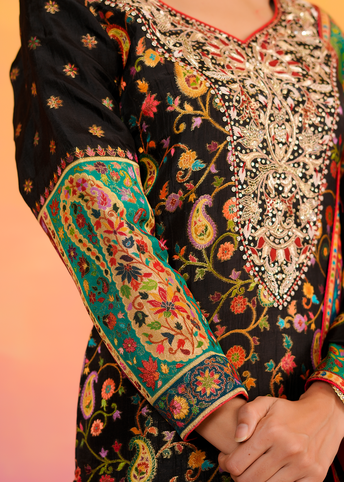 Laila – Midnight Black Embroidered Suit Set
