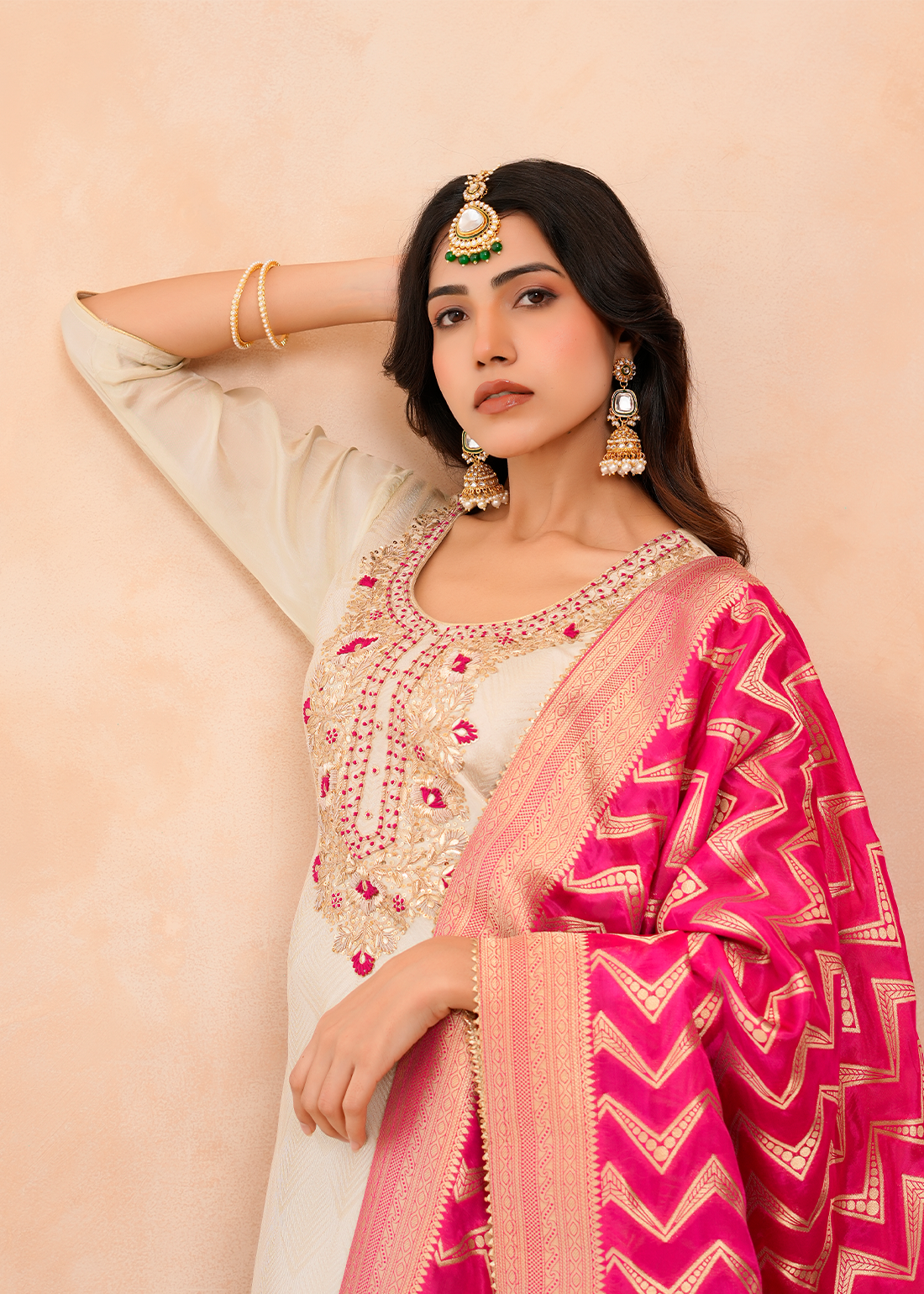 Gulshan – Champagne Tissue Silk Suit Set