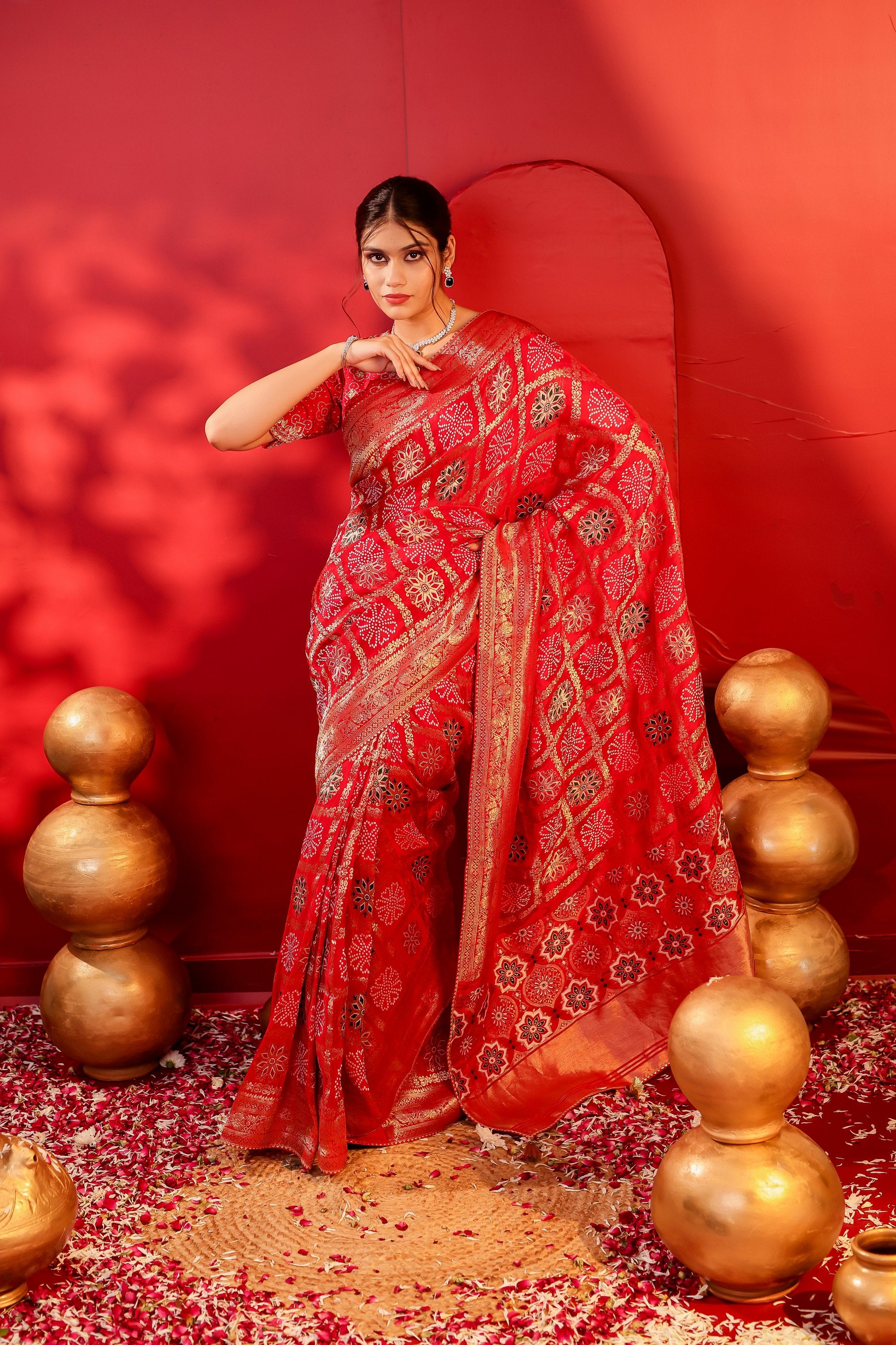 Sindoori – Red Ghatchola Bandhej Saree
