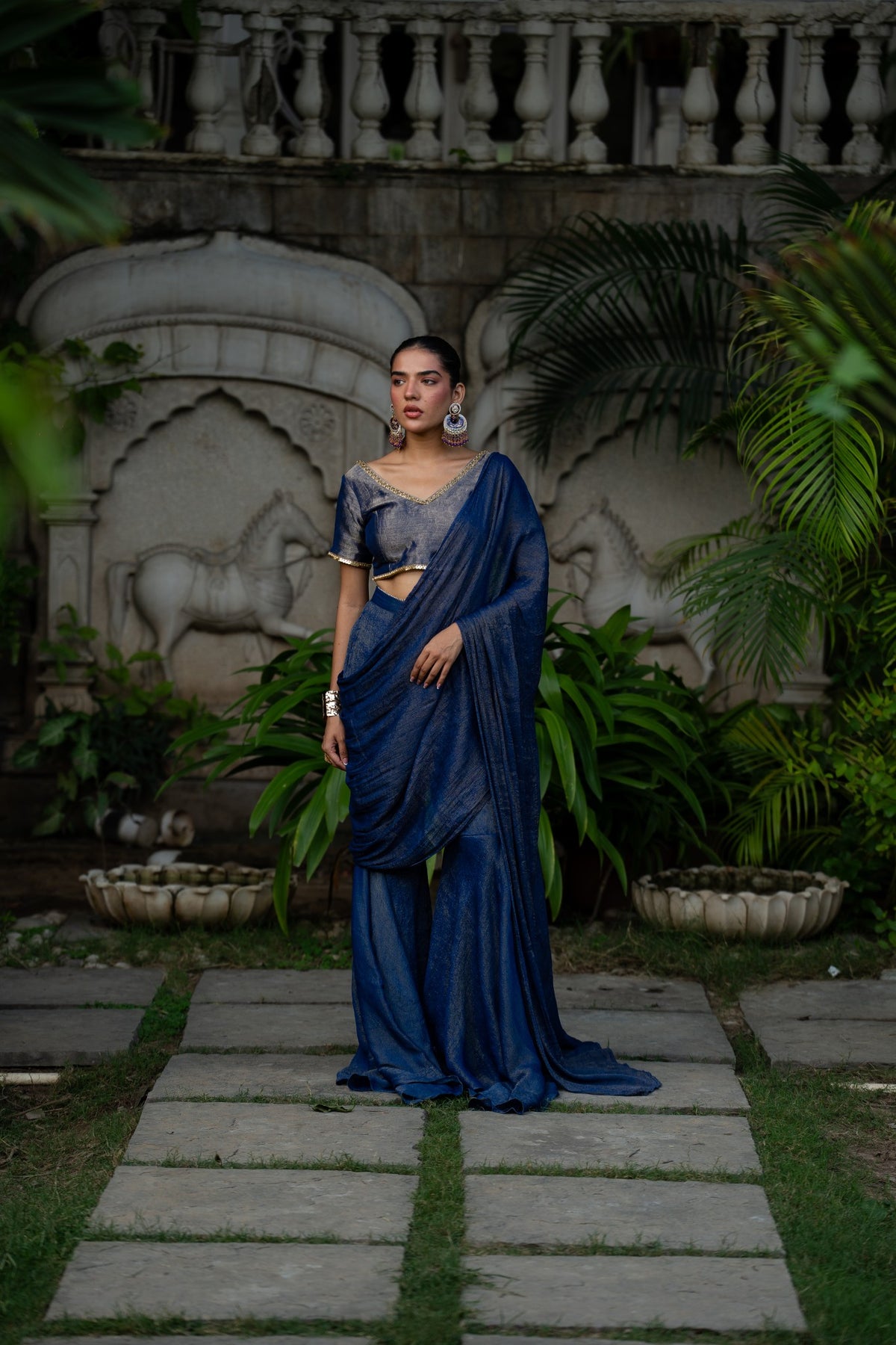 Shimmer Sharara Drape Saree