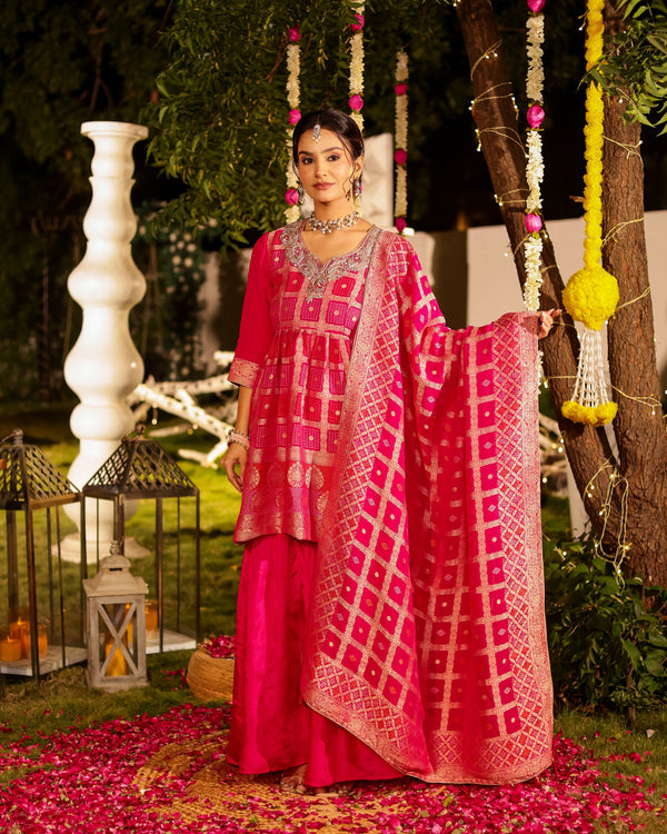 Pink Ghatchola Sharara Set