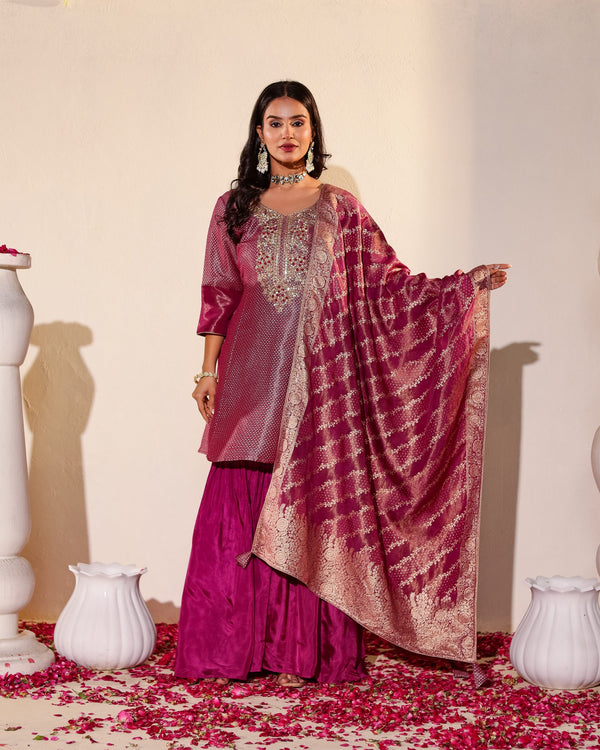 Mehak - Magenta Peplum Sharara Set