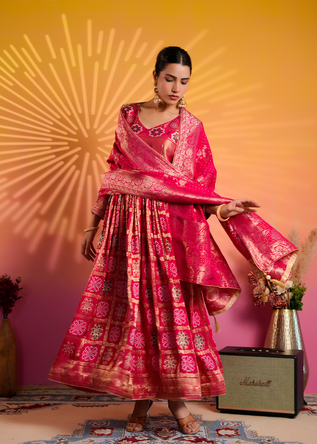 Lehar – Rani Pink Traditional Ghatchola Anarkali Set