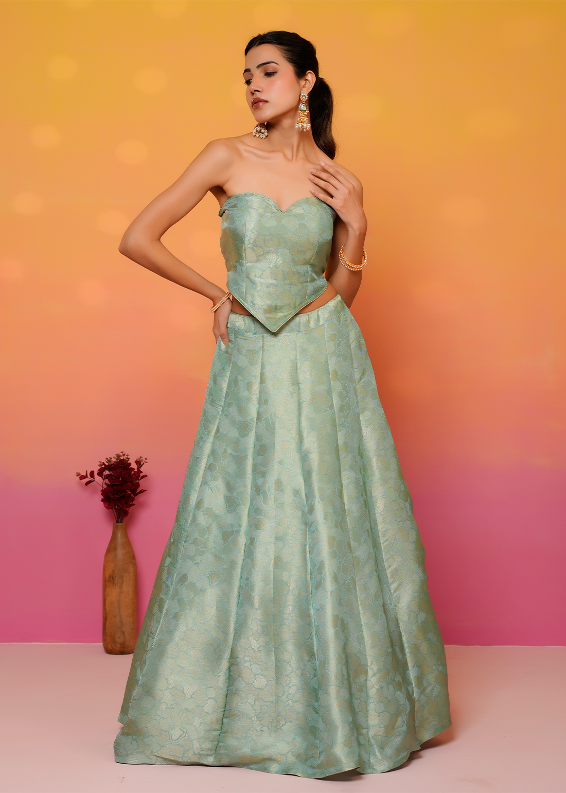 Naaz – Seafoam Coordinated Lehenga Set