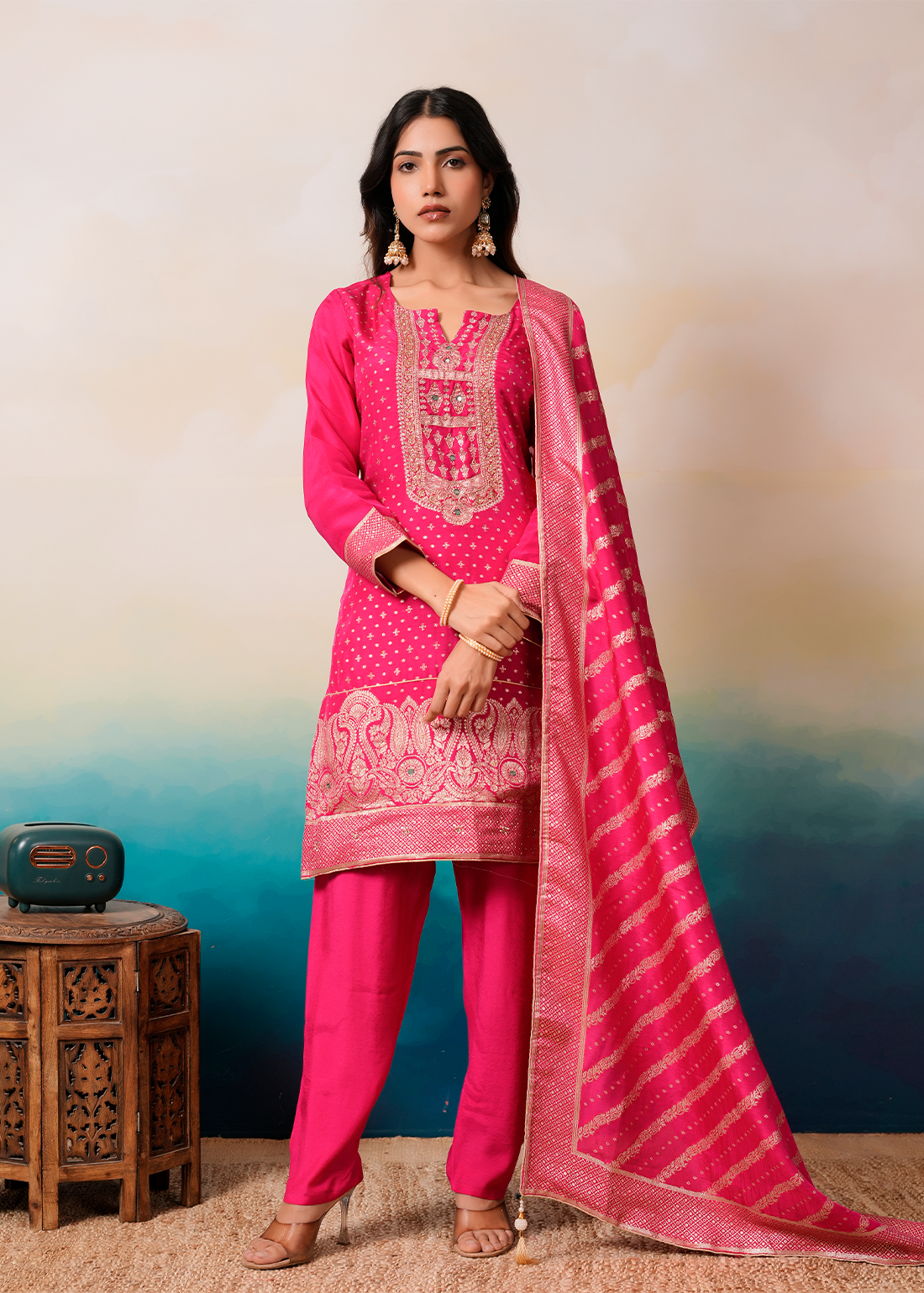 Rani – Magenta Short Kurta Co-ord Set