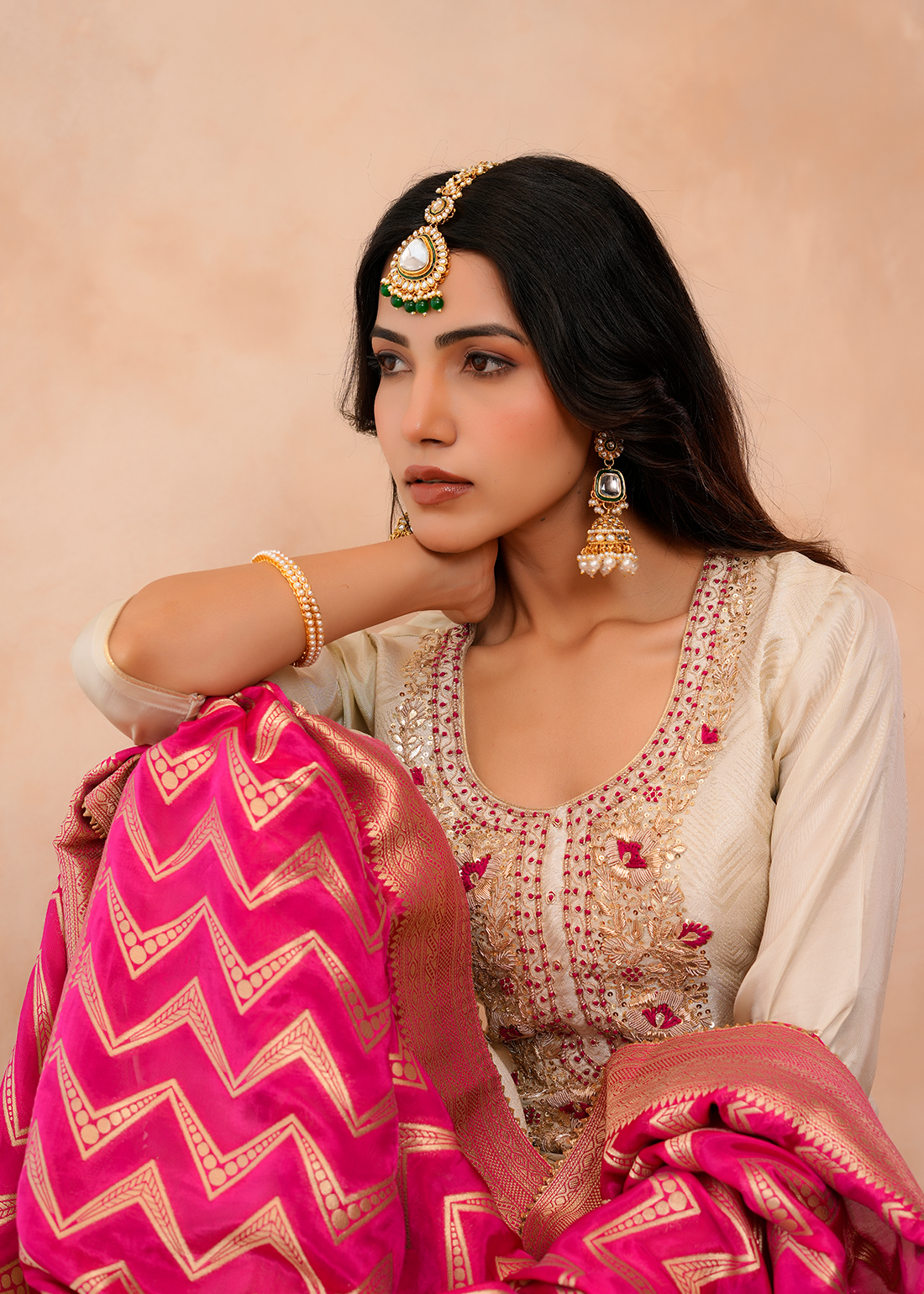Gulshan – Champagne Tissue Silk Suit Set