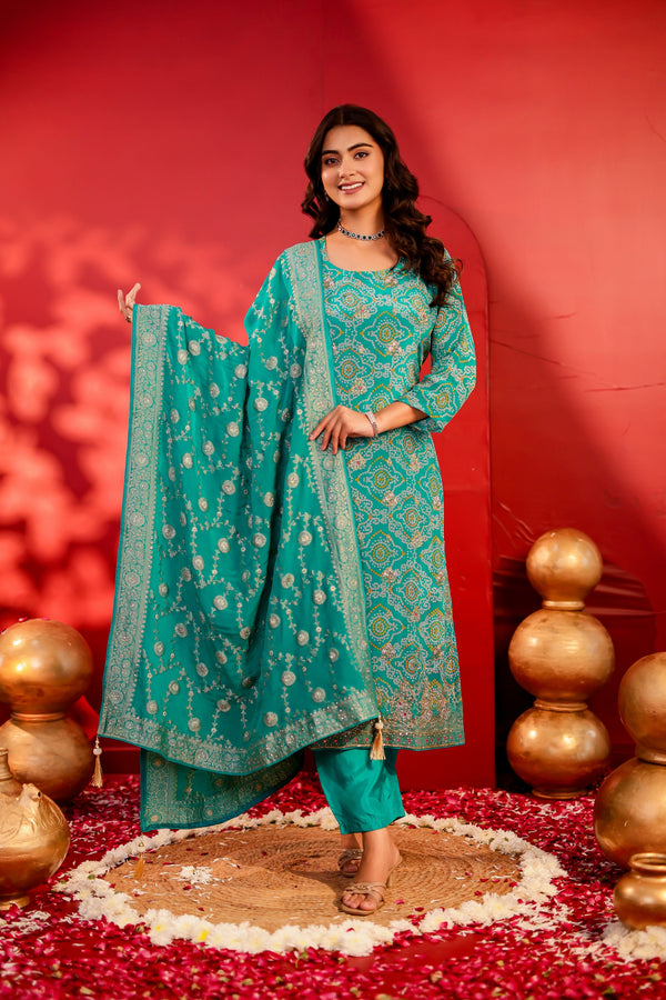 Nazm  - Rama Green Suit Set