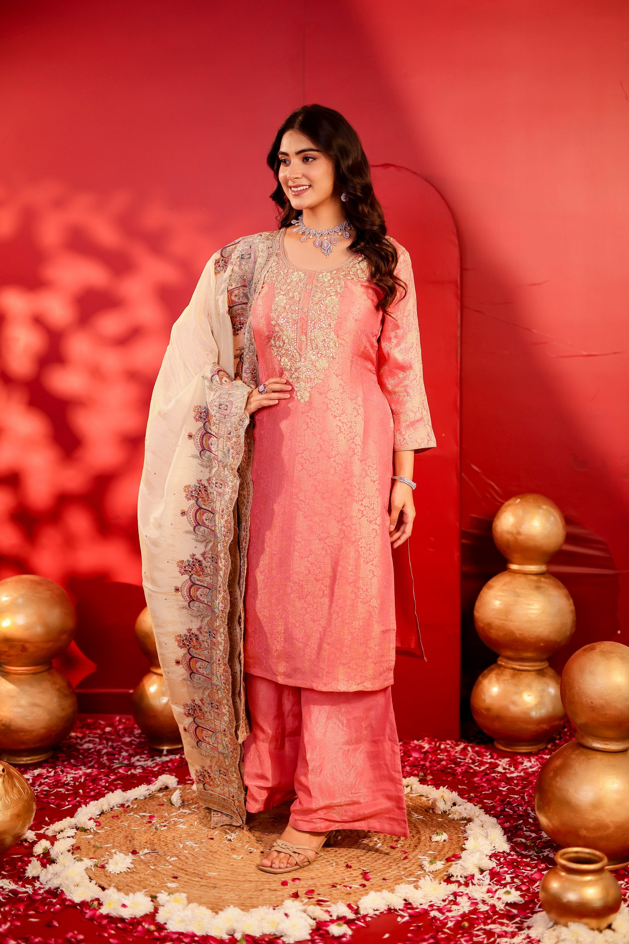 Nazia - Peach Pink Suit Set