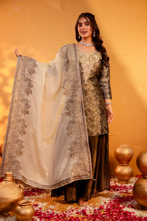 Noor – Black Tissue Sharara Suit Set