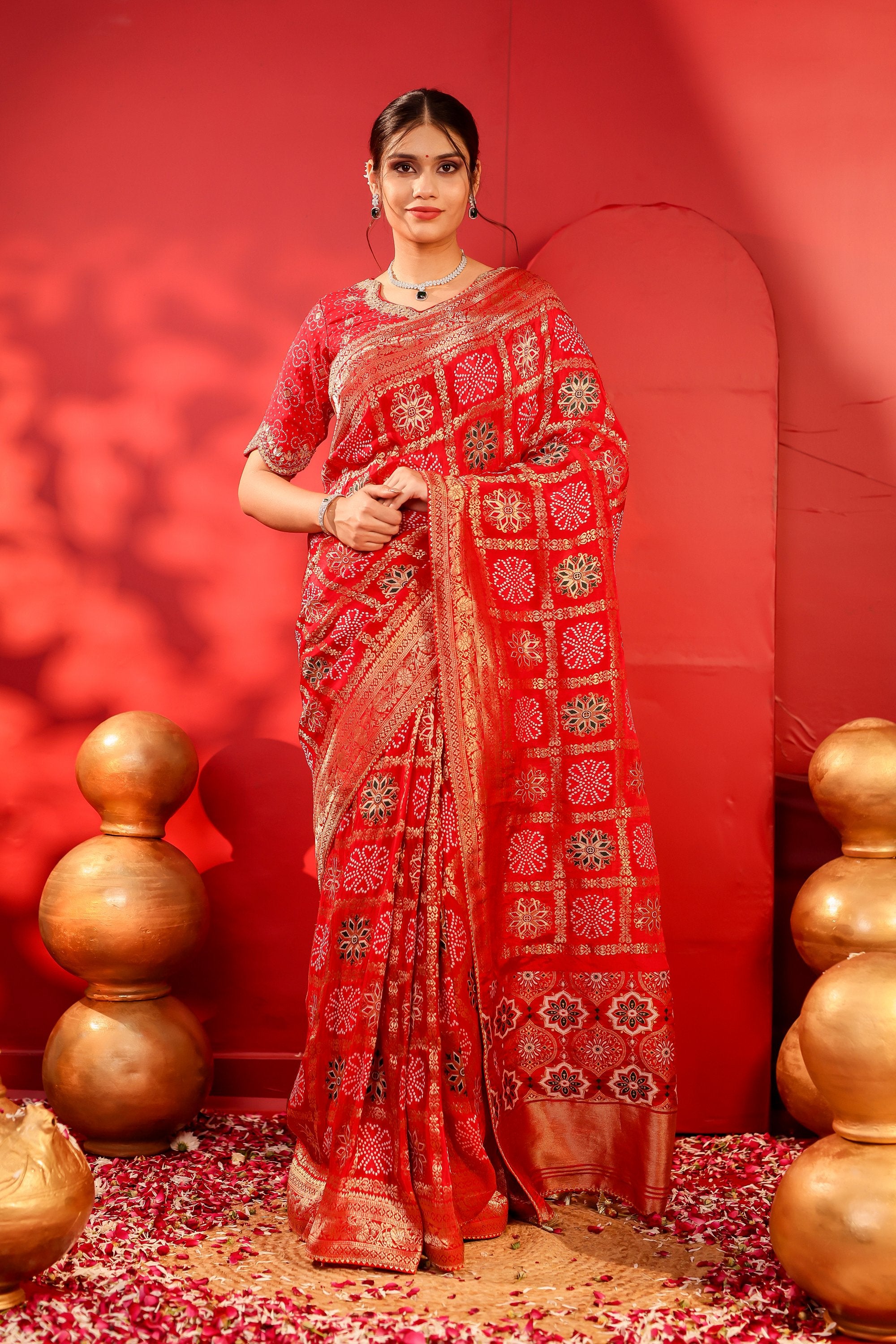 Sindoori – Red Ghatchola Bandhej Saree