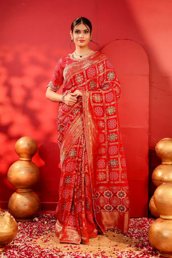 Sindoori – Red Ghatchola Bandhej Saree