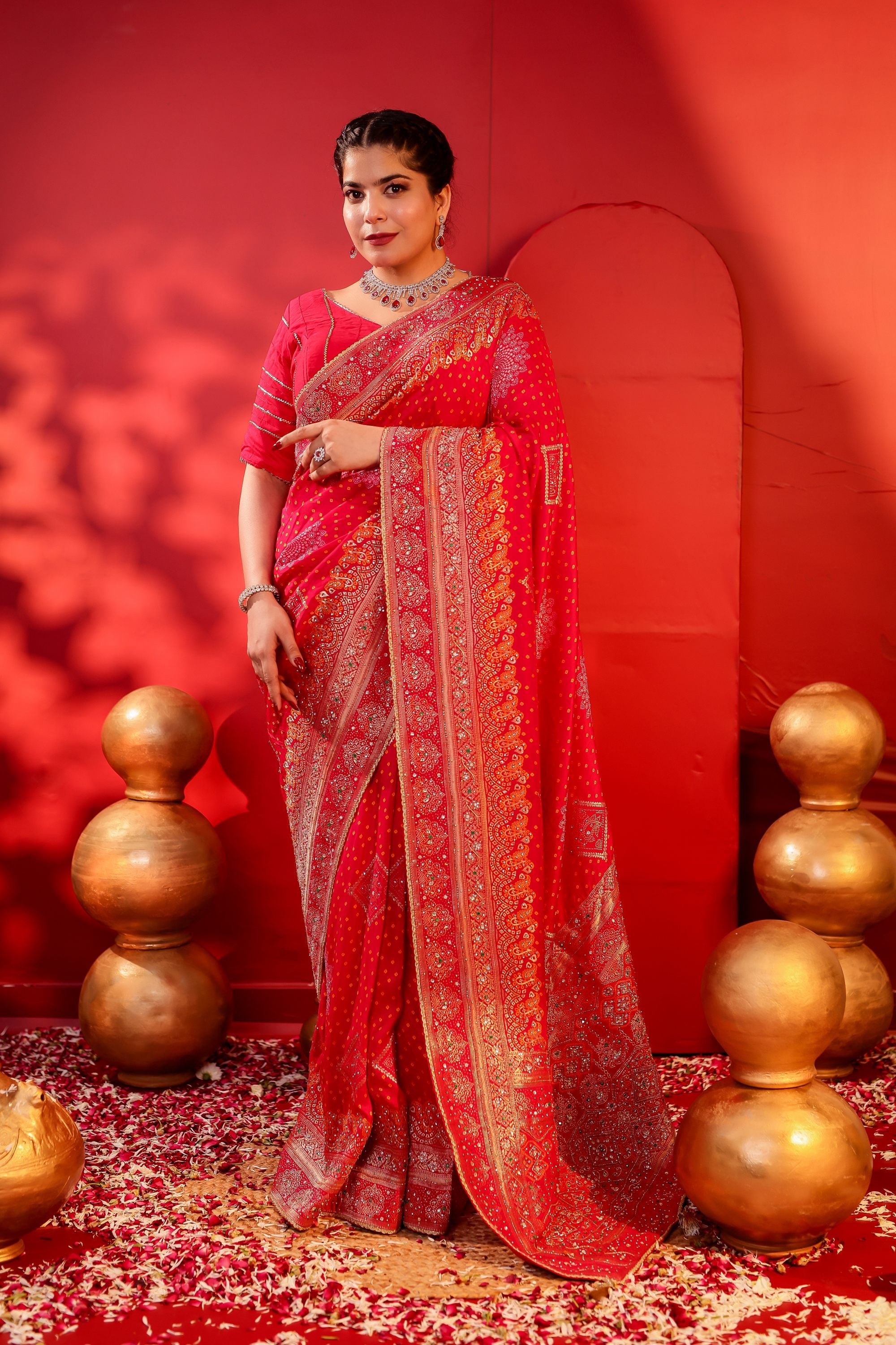 Gulaabi Noor – Rani Pink Dola Silk Saree – Reet Rang