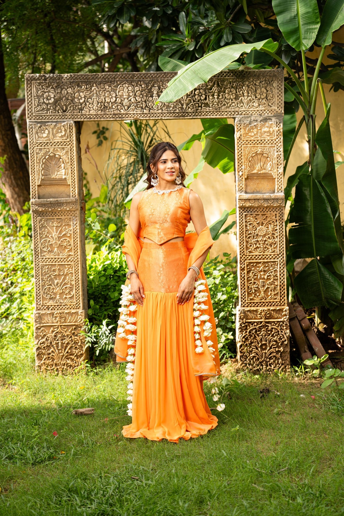 Orange Bloom Hipfit Skirt Set