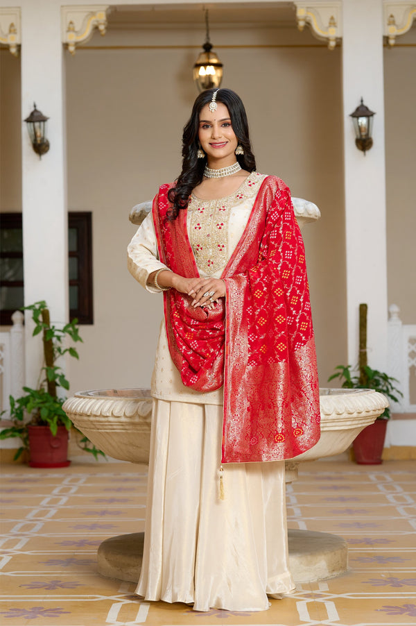 Sahiba Cream Sharara Set